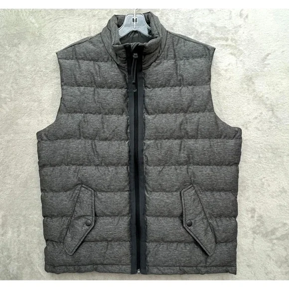Lucky Brand Gray Quilted Puffer Vest Men's Large Zip Front Casual Outdoor