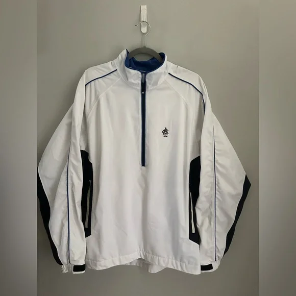 Footjoy Mens DryJoy Tour Collection 1/4 Zip Jacket White Black Blue Golf Apparel