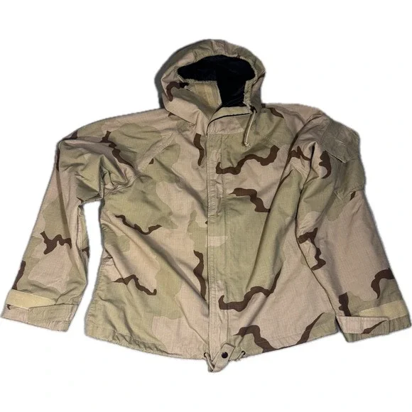 US Military Desert Camo Chemical Protective JSLIST Parka Jacket Medium Long
