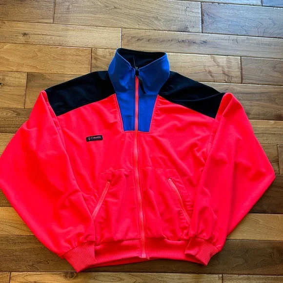 Vtg 90s Columbia Radial Sleeve color block full zip up fleece jacket sz med.