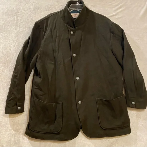 Armani Jeans Jacket Men’s XL Green Wool Blend Quilted Lining Button Down