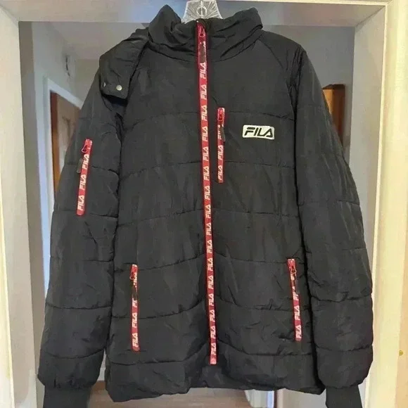 FILA Pace Logo PufferJacket Hooded Medium Insulated Winter, Warm, Insulated
