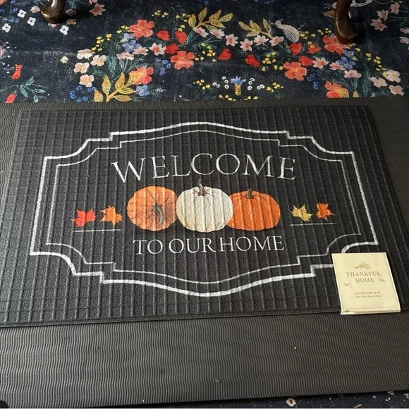 Natco Cedar Clove Fall Outdoor Doormat Welcome To Our Home Pumpkins Leaves 18x30
