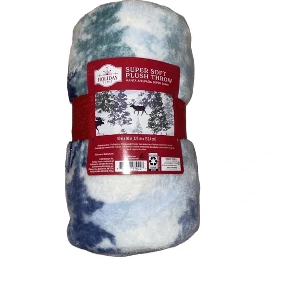 HOLIDAY Time Super Soft Plush Throw Blanket Wilderness Moose Deer NEW