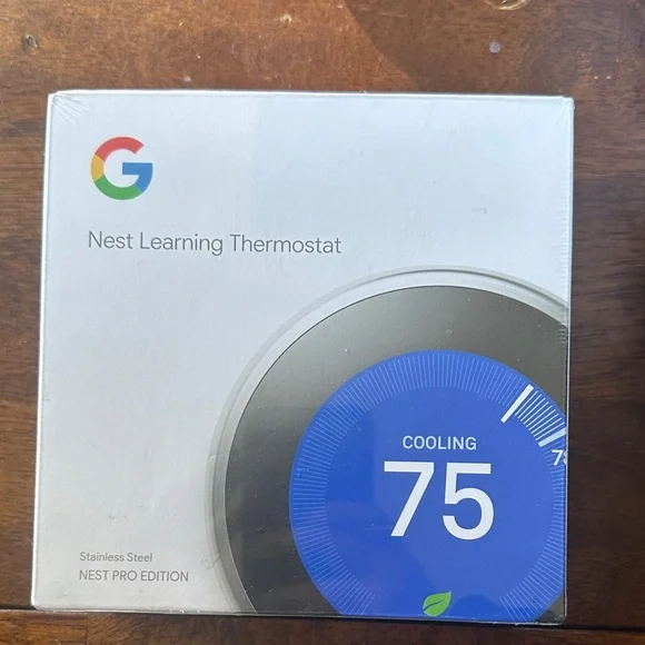 Google Nest Learning Thermostat - Silver with Blue Display