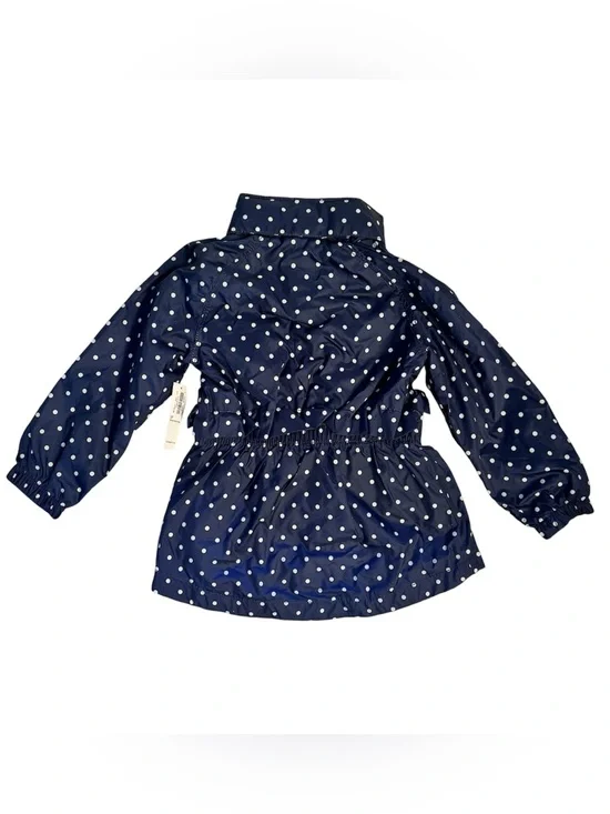 NEW old navy girls toddler navy polka dot peplum ruffle zip rain coat sz 2T