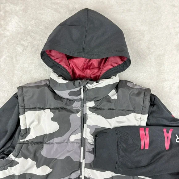 Air Jordan Vest Jacket Youth L 12-13 YR Camouflage Puffer Hoodie Jump Man Zip Up