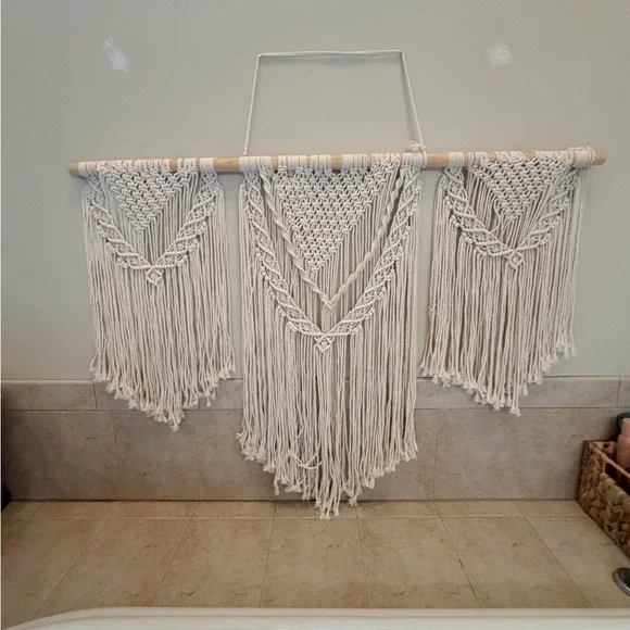 Cream Macramé Wall Hanging 44” x 43”