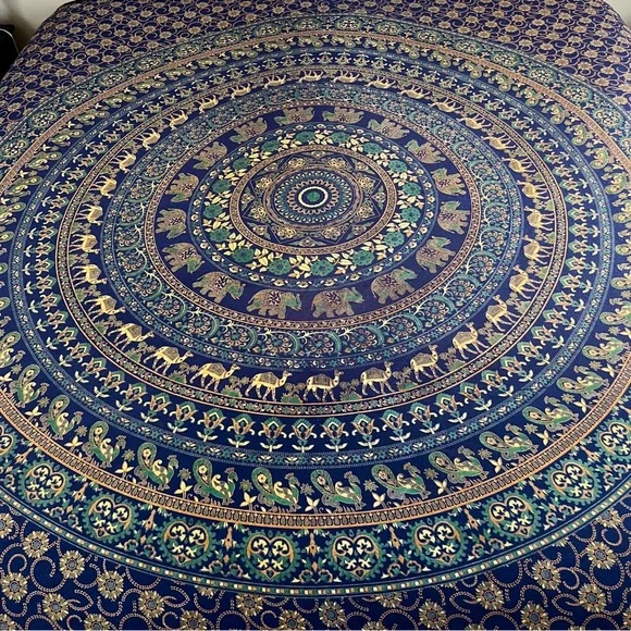 Magical Thinking Tapestry Tablecloth Bedspread 82x98 Camel Elephant India Cotton