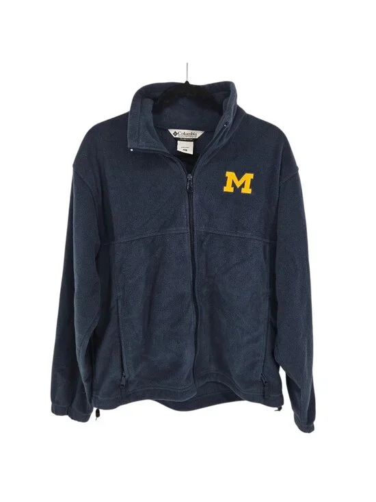 Columbia Mens Medium blue fleece full zip long sleeve Michigan jacket