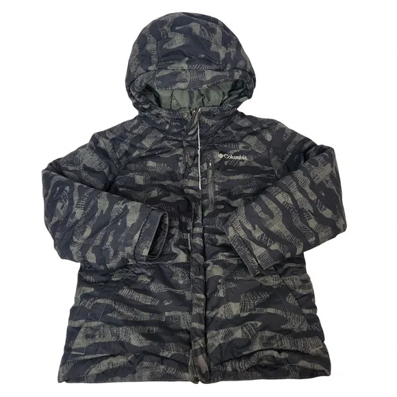 Columbia Kids Puffer Jacket Camo Print‎ Hooded Winter Warmth Outerwear Winter