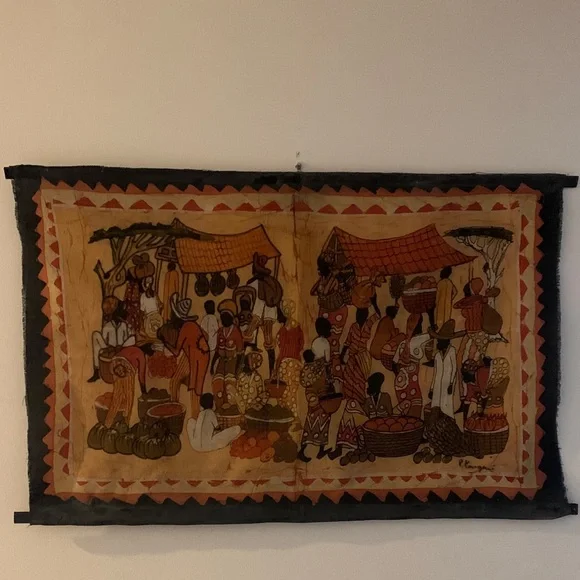 Authentic Vintage mudcloth painting called Bogolanfini