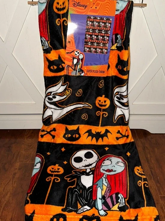 Disney The Nightmare Before Christmas Black & Orange Silk Touch Throw Blanket
