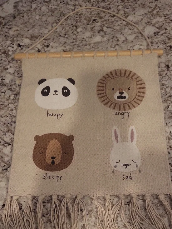 H&M Neutral Animal Emotions Wall Hanging - Panda, Lion, Bear, Rabbit. Minimalist