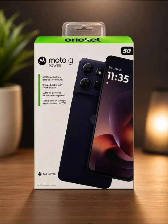 New Motorola Cricket Moto G Power 5G Black 8GB Ram 128GB 6.8” Screen Android 16