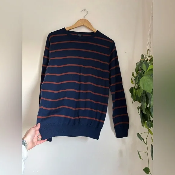 J.Crew Navy & Rust Merino Wool Crewneck