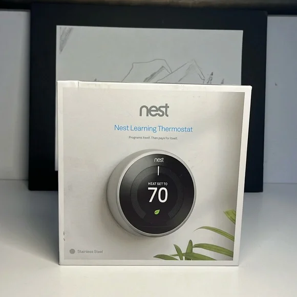 Google Nest Learning Smart Thermostat with WiFi Compatibility - Stainless Steel