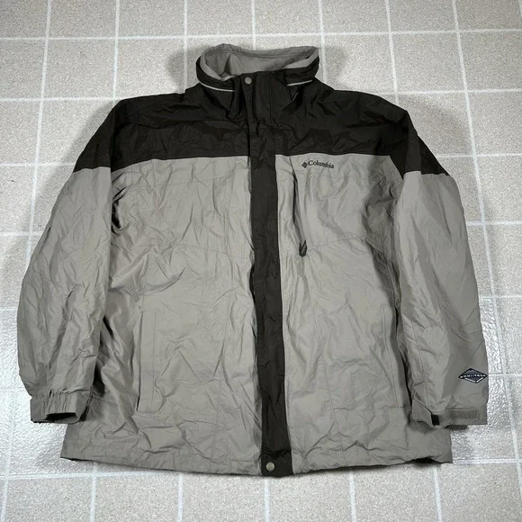 Columbia Jacket Men 2XL Beige Black Bugaboo Omni-Tech Nylon Shell