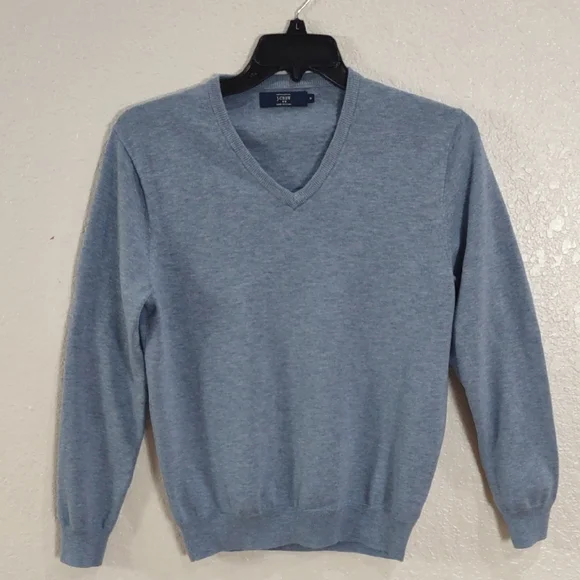 J.CREW 100%Cotton Men's Blue V-Neck Sweater