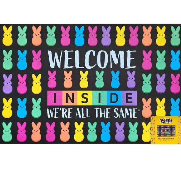 PEEPS “INSIDE WE’RE ALL THE SAME” Colorful Welcome Mat 16x28in NEW EASTER DECOR