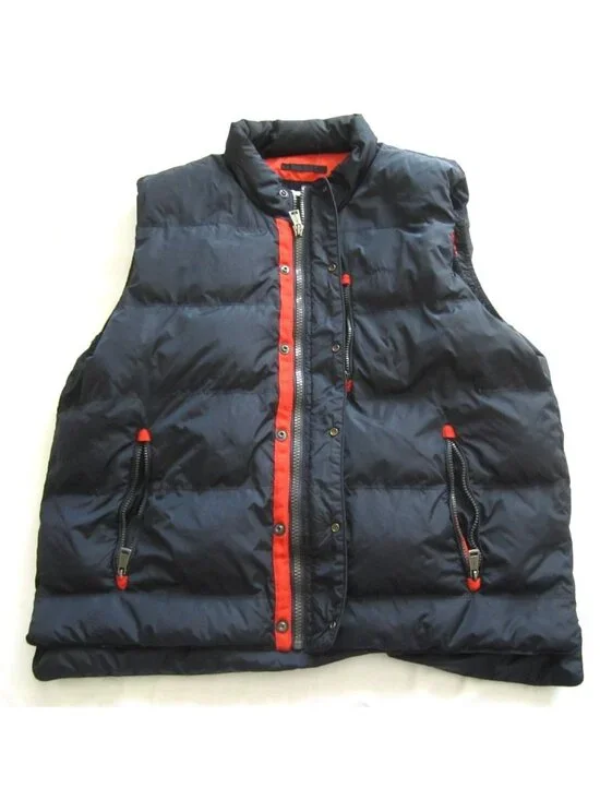 Orvis Men's Essex Down Filled Quilted Vest Navy Blue Full Zip Snap Gilet (MJ100)