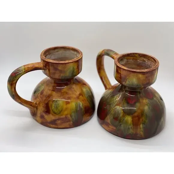 Vintage Studio Art Pottery by Shirley Clark '78 multi colored Jugs/vases/decor-2