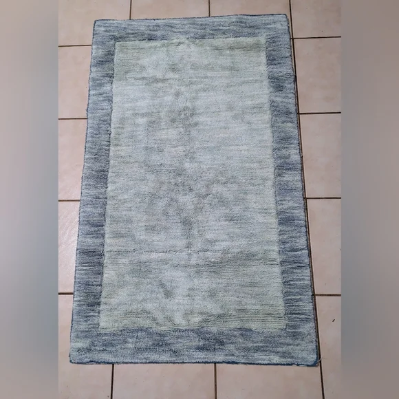 Rug Mat Floor Covering Light Gray Teal 29 Inch Width 47.5 Inch Length