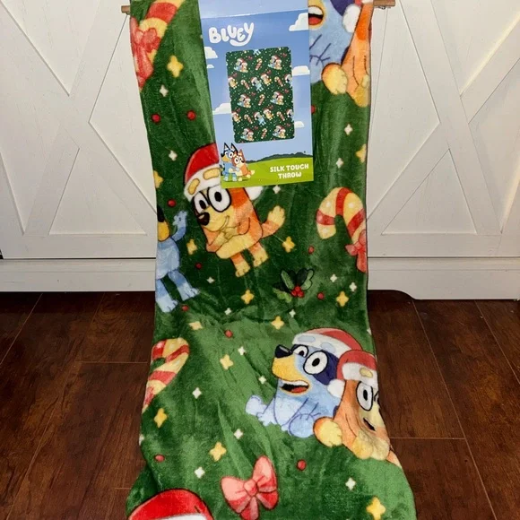 Bluey in Santa Hat Christmas Silk Touch Blanket
