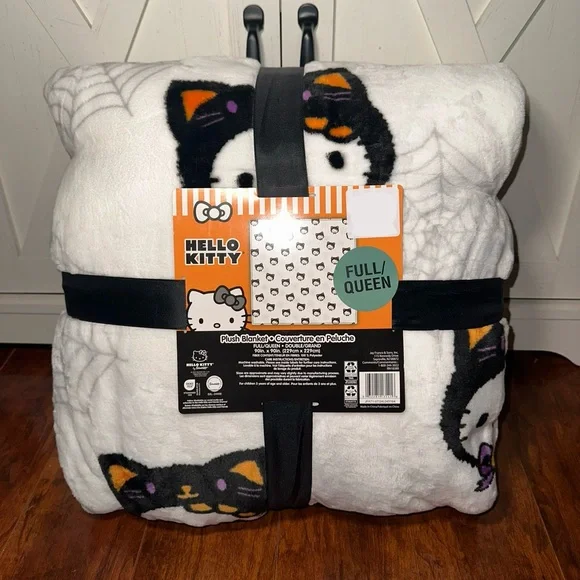Hello Kitty Halloween Cat Queen Plush Throw Blanket