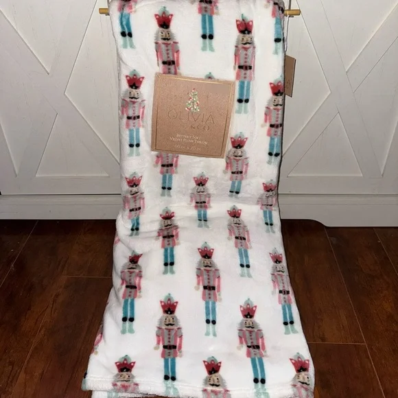 Olivia & Co Pastel Nutcracker Plush Throw Blanket