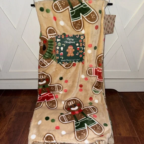 Gingerbread Man Plush Throw Blanket