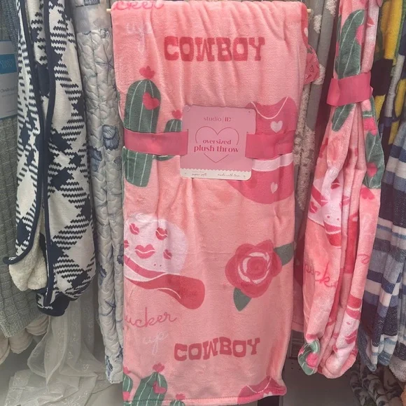 Valentines Pucker Up Cowboy Plush Throw Blanket