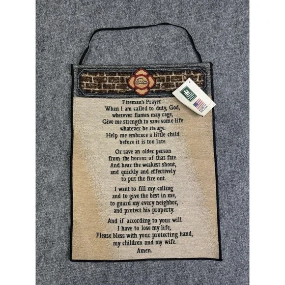 The Manual Woodworkers & Weavers Fireman's Prayer Hanging Wall Tapestry New