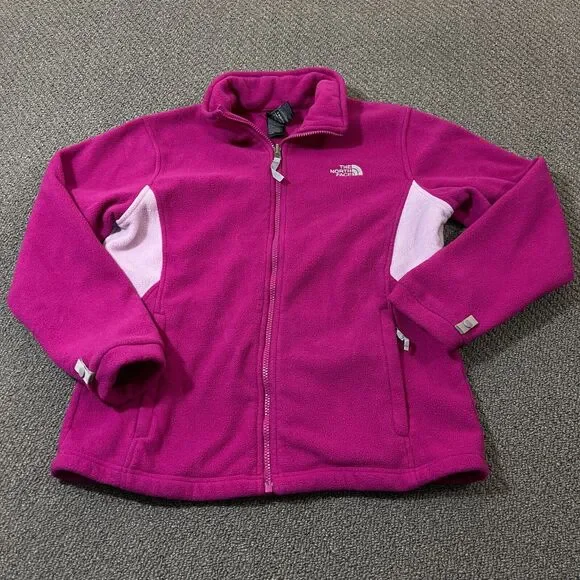 The North Face Girls Size XL 18 Full Zip Jacket Fleece Pink/Purple