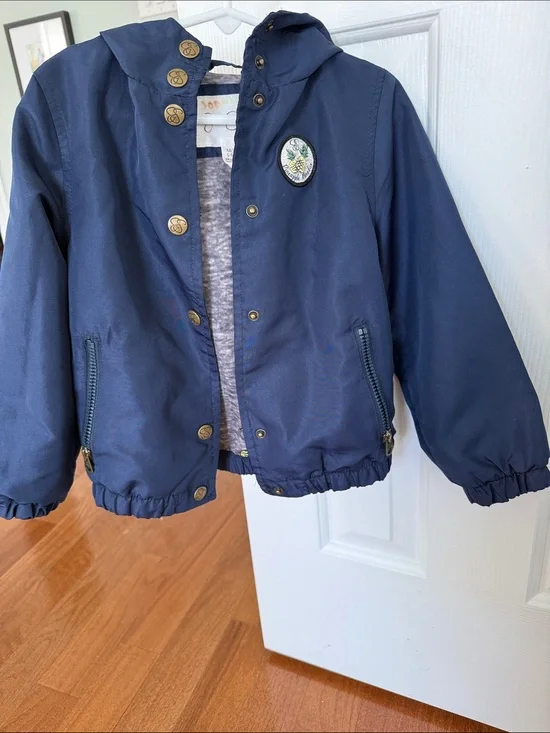 Jessica Simpson Navy Hooded Raincoat with Pineapple Patch