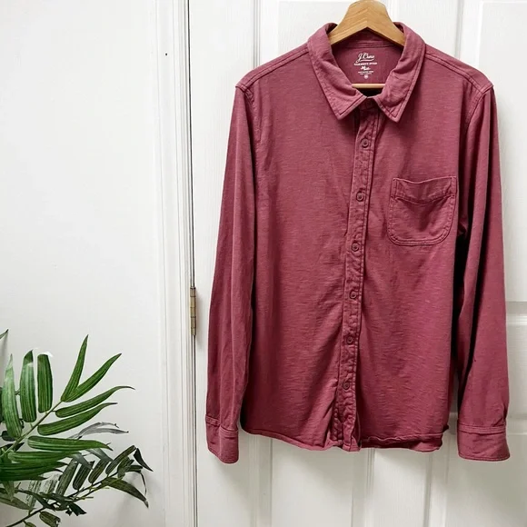 J. Crew Garment Dyed Harbor Shirt in Dark Red