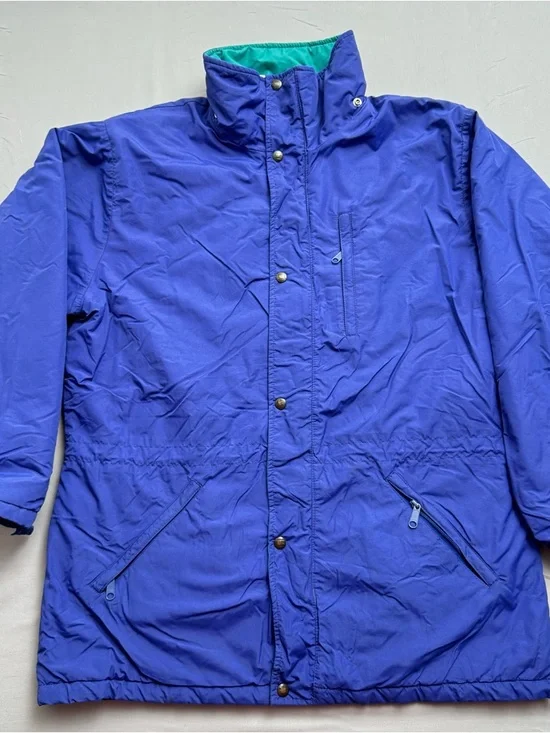 L.L. Bean Blue Rain Parka Jacket Men's Full Zip Snap Mid-Length Size XL