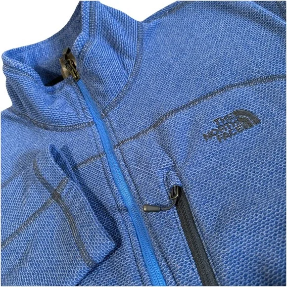 North Face Jacket Mens L Blue Full Zip Textured Workwear Hiking Camping