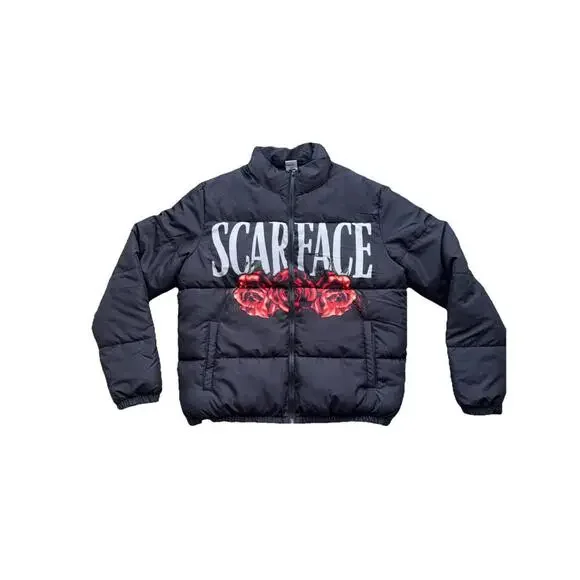 Scarface The World Is Yours Winter Lightweight Puffer Jacket Large NWOT Flowers