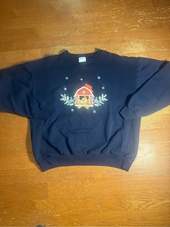 90s Vintage Cardinals in Winter Navy Graphic Crewneck