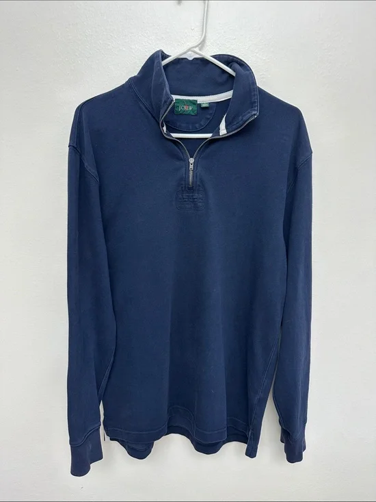 J. Crew Men's Navy Half-Zip Pullover Sweater