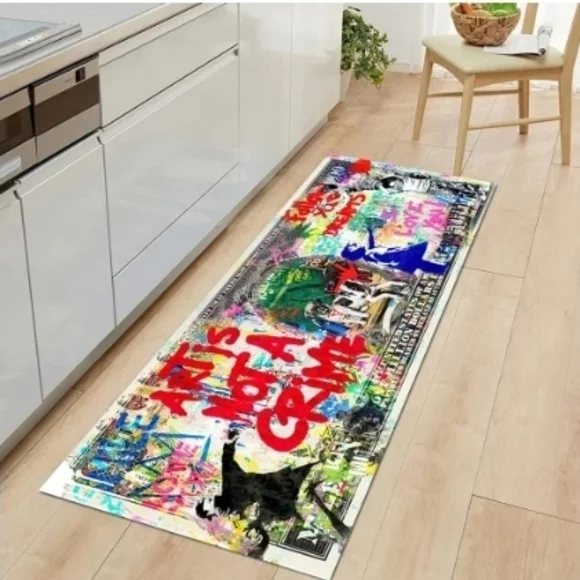 Colorful Graffiti Kitchen Runner Rug