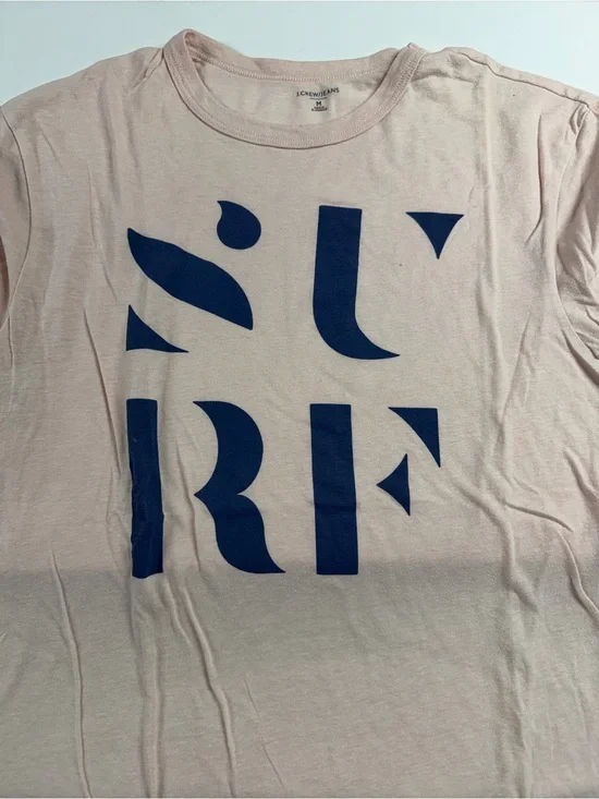 J. Crew Light Blush Tee with Navy Graphic