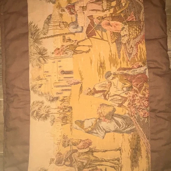 Vintage Brown and Tan Wall Tapestry 59in x 25 n