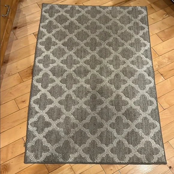 Tannish Gray Geometric Pattern Rug (29.5” x 46”)