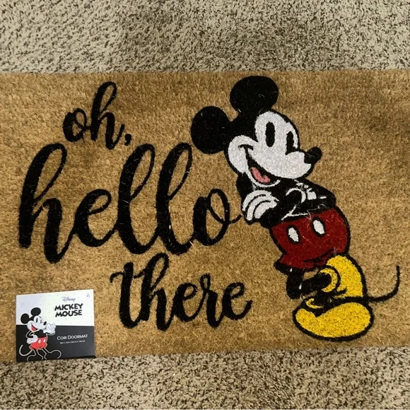Disney Mickey Mouse Coir Doormat - Black, Red, Yellow
