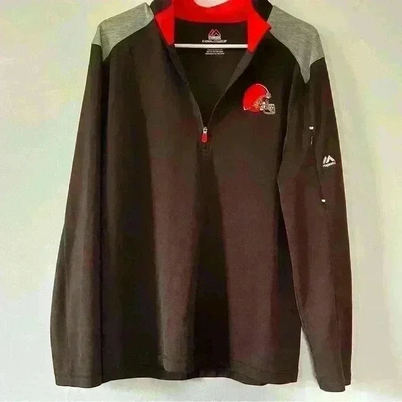 Cleveland browns quarter zip with sleeve pocket