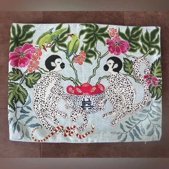 Tropical Monkey Pillowcase with Floral Design - White Lotus