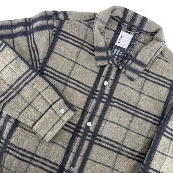 Vuori Men's Plaid Button Up Shacket Coat‎ Jacket Long Sleeve Green Black Size L