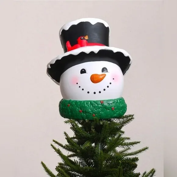NIB Christmas Snowman Head with Too Hat Tree Topper 13